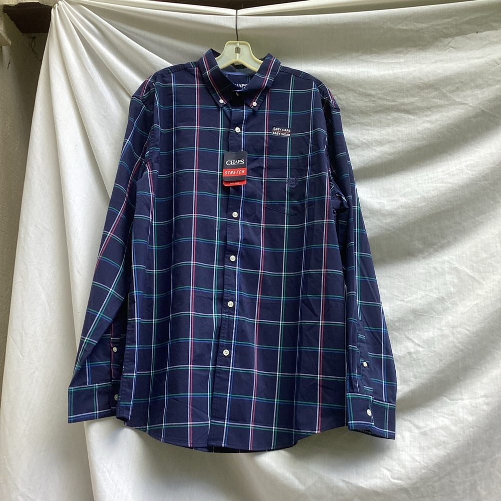 Chaps Men's NWT Multicolor Plaid Button Down Shirt, size XL